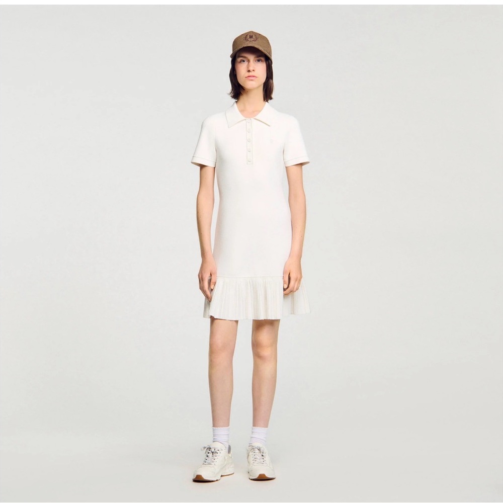 Sandro Cream Short-Sleeve Polo Dress - Picture 4 of 5